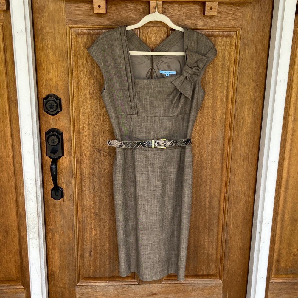 Antonio Melani | Taupe sleeveless dress w/ belt, 6 - Picture 3 of 14